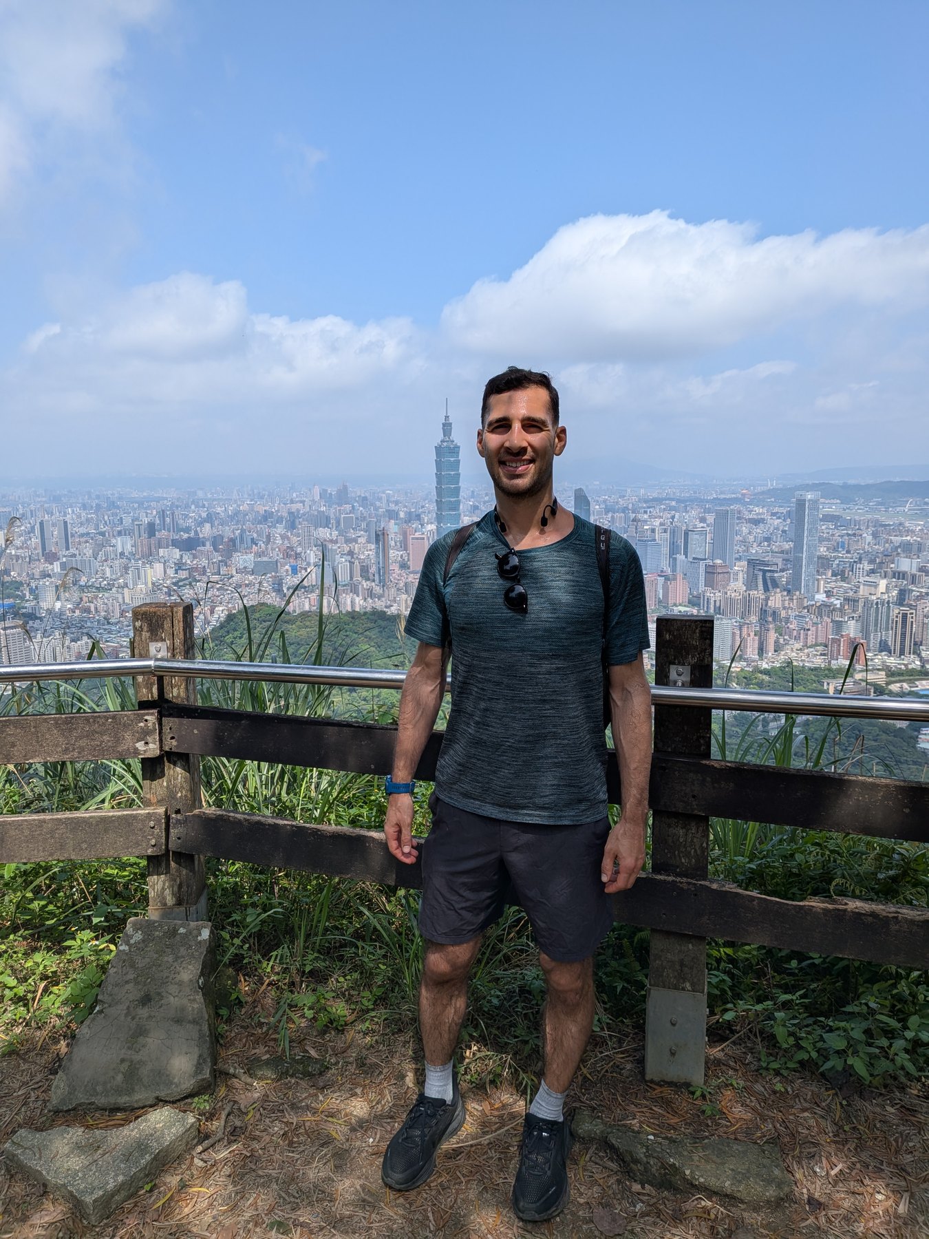 Portrait at a Taipei skyline viewpoint.