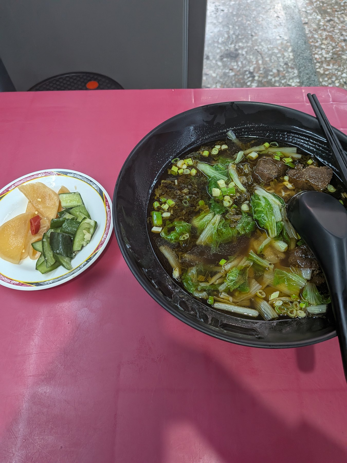 Beef noodle soup in Taitung.